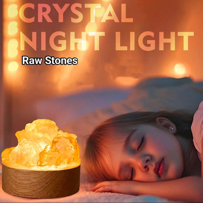 Nye, mini Led Crystal Nattlamper... Citrine Raw Cluster Quartz, 7x7cm