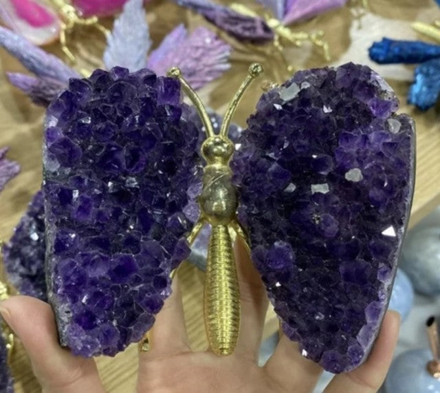 Druzy handmade Ametyst Cluster Sommerfugl , XLarge  ca. 10 - 12cm