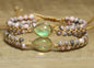 Enkle og vakre Chambhala 2 rader armbÅnd m/ DrÅpeormet Opal sten og smÅ Pink Zebra stener ( justerbart )