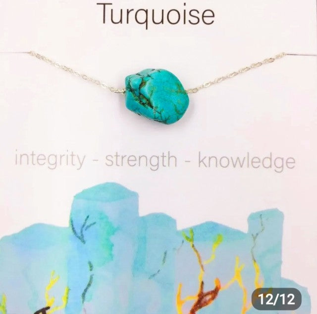 Nye Raw Stone - Designkjeder - Gold Electroplated og 8 - 15mm rÅstener, Turquoise