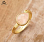 Nye MICCI Design Natural Stone Rings, 18K Goldplated, one size - justerbar, Teardrop Design, Rose Quartz