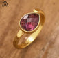 Nye MICCI Design Natural Stone Rings, 18K Goldplated, one size - justerbar, Teardrop Design, Ametyst