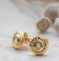 CILA " Joanna " Earrings w/ Clear Quartz Stone , 18K Goldplated