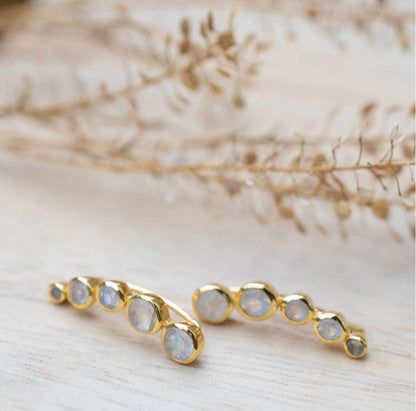 CILA " NAYA " Earrings w/ MOONSTONES , 18K Goldplated