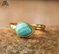 Nye MICCI Design Natural Stone Rings, 18K Goldplated, one size - justerbar, Teardrop Design, Turkis