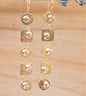 CILA " Sonia " Long Design White Topaz Stud Earrings , 18K Goldplated