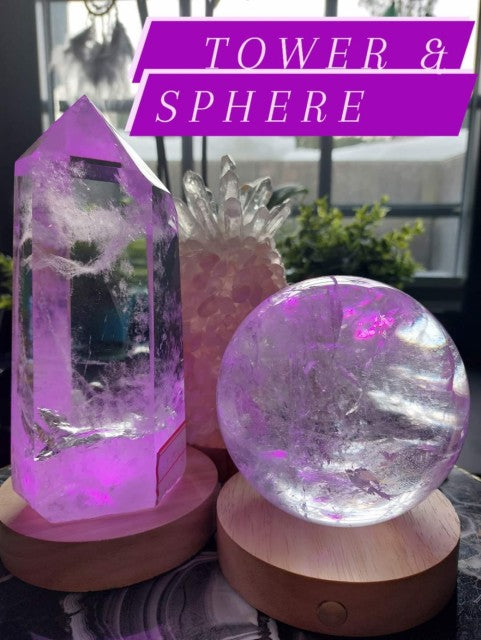SUPERDEAL / Crystal Exclusive 2.5kg Clear Quartz Pack ( 1.2/18cm tower - 1.3kg/9cm Sphere) , High Quality
