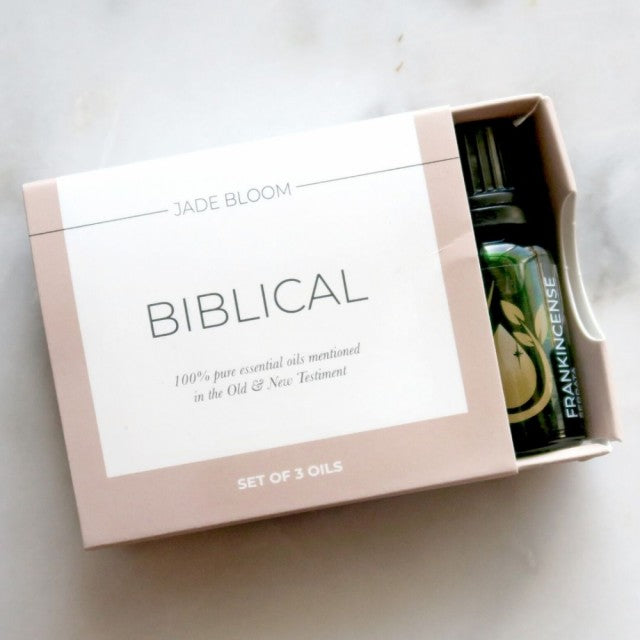 JADE BLOOM 3 Oil Box Set - BIBLICAL ( 10ml Frankincense, 10ml Myrrh , 10ml Spanish Hyssop Essential Oil )