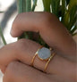 Vakker White Druzy 18K Goldplated over sterling silver Ring - modell " Helen "