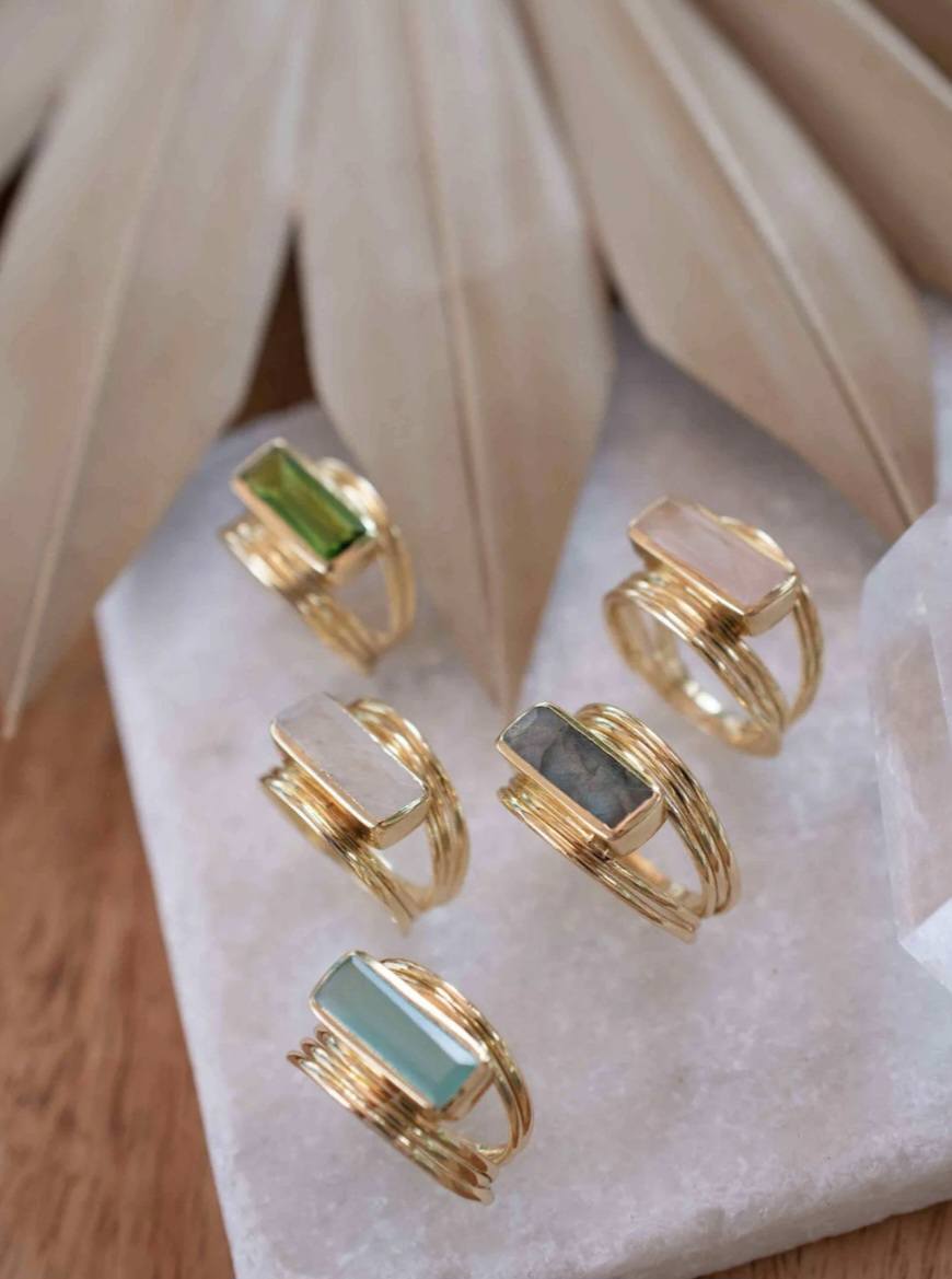 Ny & Trendy 18K Goldplated Ring - Modell "Jani" med Labradorite