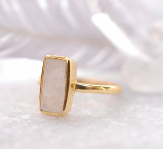 Ny & Trendy 18K Goldplated Ring - Moonstone sten