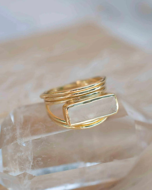 Ny & Trendy 18K Goldplated Ring - Model "Jani" Moonstone sten