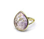 Nye MICCI Design Natural Oval Ametyst Stone Ring, 18K Goldplated, one size - justerbar