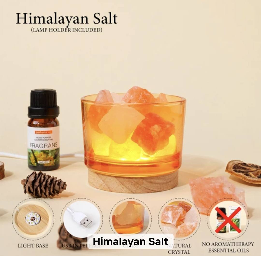 Ny, dekorativ Raw Quartz Aroma Lampe, Himalayan Salt Stone, 8cm