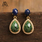 Nye Classic Drop Earring Design, Gold Electroplated, Lapis og Ziosite