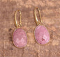 New ClassicOval Drop Earrings, Gold Electroplated - Rhodonite