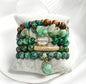 Nye, BoHo Mediterraen 5 rader, fleksible armbånd med druzy Agat sten og decor, Green Design