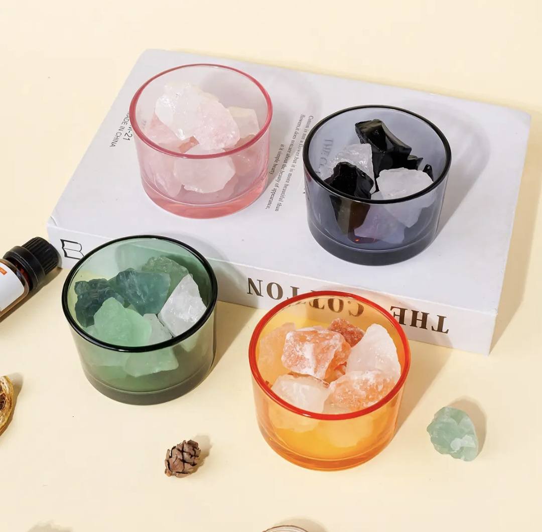 Ny, dekorativ Raw Quartz Aroma Lampe, Green Aventurine, 8cm