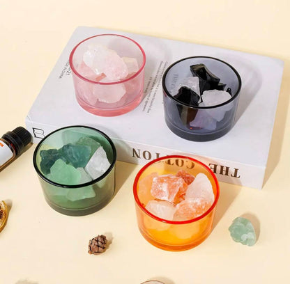 Ny, dekorativ Raw Quartz Aroma Lampe, Rose Quartz Stones, 8cm