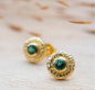 CILA "Joanna " Earrings w/ Green Tourmaline Hydro , Pearl 18K Goldplated