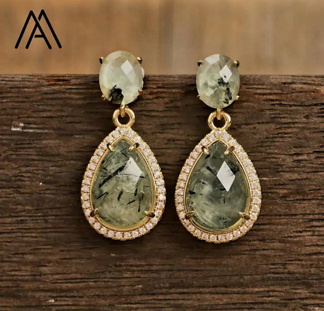 Nye Classic Drop Earring Design, Gold Electroplated, Nephrite