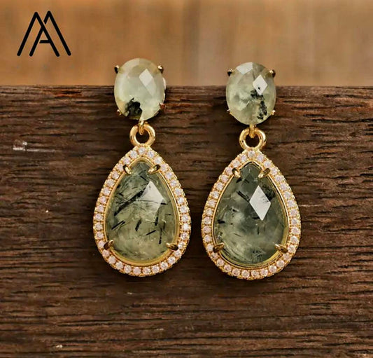 Nye Classic Drop Earring Design, Gold Electroplated, Nephrite