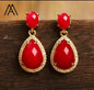 Nye Classic Drop Earring Design, Gold Electroplated, Red JADE