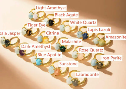 Nye MICCI Design Natural Two Stone Rings, 18K Goldplated, one size - justerbar, Aquamarine & Ametyst