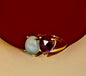 Nye MICCI Design Natural Two Stone Rings, 18K Goldplated, one size - justerbar, Aquamarine & Ametyst