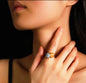 Nye MICCI Design Natural Two Stone Rings, 18K Goldplated, one size - justerbar, Aquamarine & Citrine