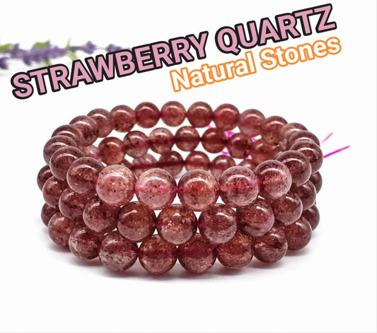 Enkle, 10mm fleksible enrader steinarmbånd i et utvalg av naturlige og eksklusive stentyper, RED STRAWBERRY