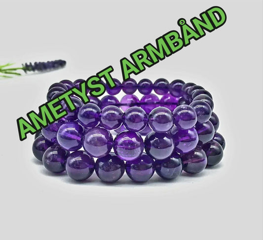 Enkle, 10mm fleksible enrader steinarmbånd i et utvalg av naturlige og eksklusive stentyper, AMETYST