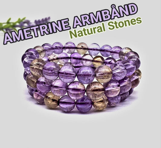 Enkle, 10mm fleksible enrader steinarmbånd i et utvalg av naturlige og eksklusive stentyper, AMETRINE