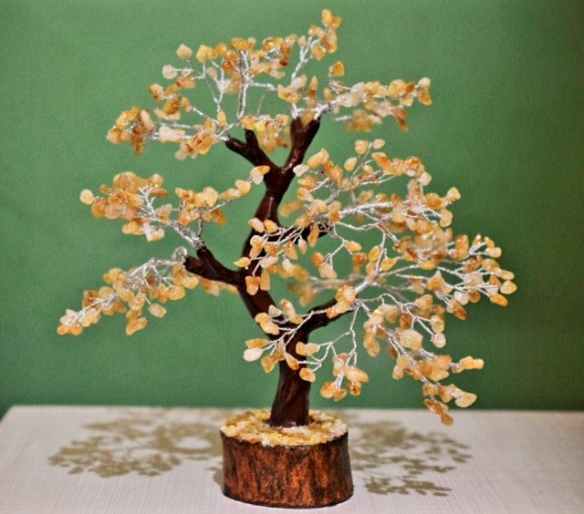 NYHET ! STORE FENG SHUI KRYSTALL LYKKETRE ..., Citrin 25 - 30CM, 500 Chips Krystaller