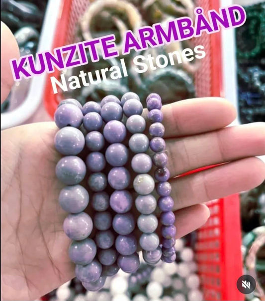 Enkle, 10mm fleksible enrader steinarmbånd i et utvalg av naturlige og eksklusive stentyper, KUNZITE