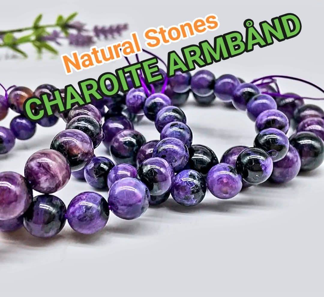 Enkle, 10mm fleksible enrader steinarmbånd i et utvalg av naturlige og eksklusive stentyper, CHAROITE