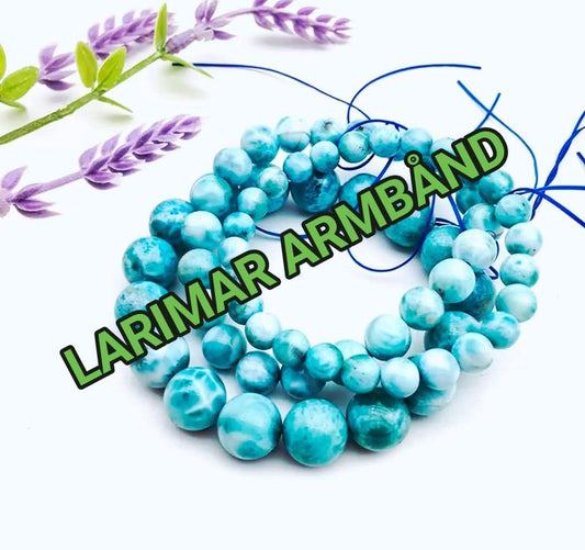 Enkle, 10mm fleksible enrader steinarmbånd i et utvalg av naturlige og eksklusive stentyper, LARIMAR