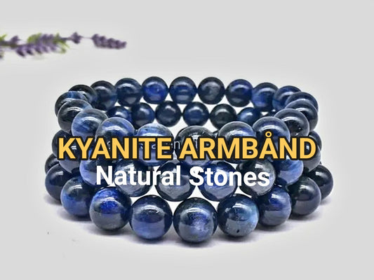 Enkle, 10mm fleksible enrader steinarmbånd i et utvalg av naturlige og eksklusive stentyper, KYANITE