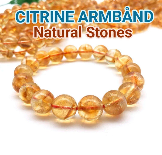Enkle, 10mm fleksible enrader steinarmbånd i et utvalg av naturlige og eksklusive stentyper, CITRINE