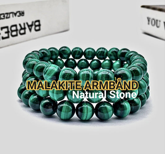 Enkle, 10mm fleksible enrader steinarmbånd i et utvalg av naturlige og eksklusive stentyper, MALAKITE
