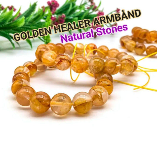 Enkle, 10mm fleksible enrader steinarmbånd i et utvalg av naturlige og eksklusive stentyper, GOLDEN HEALER QUARTZ