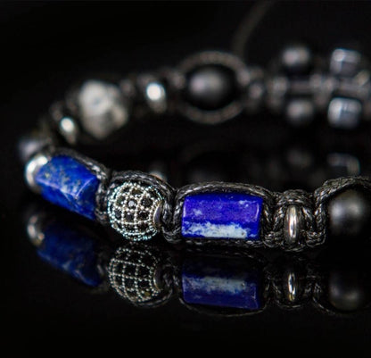 New 2026 Design / Trendy og Exclusivt Shambhala Armbånd, Protection Bracelet with Lapis Lazuli, Onyx, Hematite & Jasper – Clarity, Stability, Inner Strength