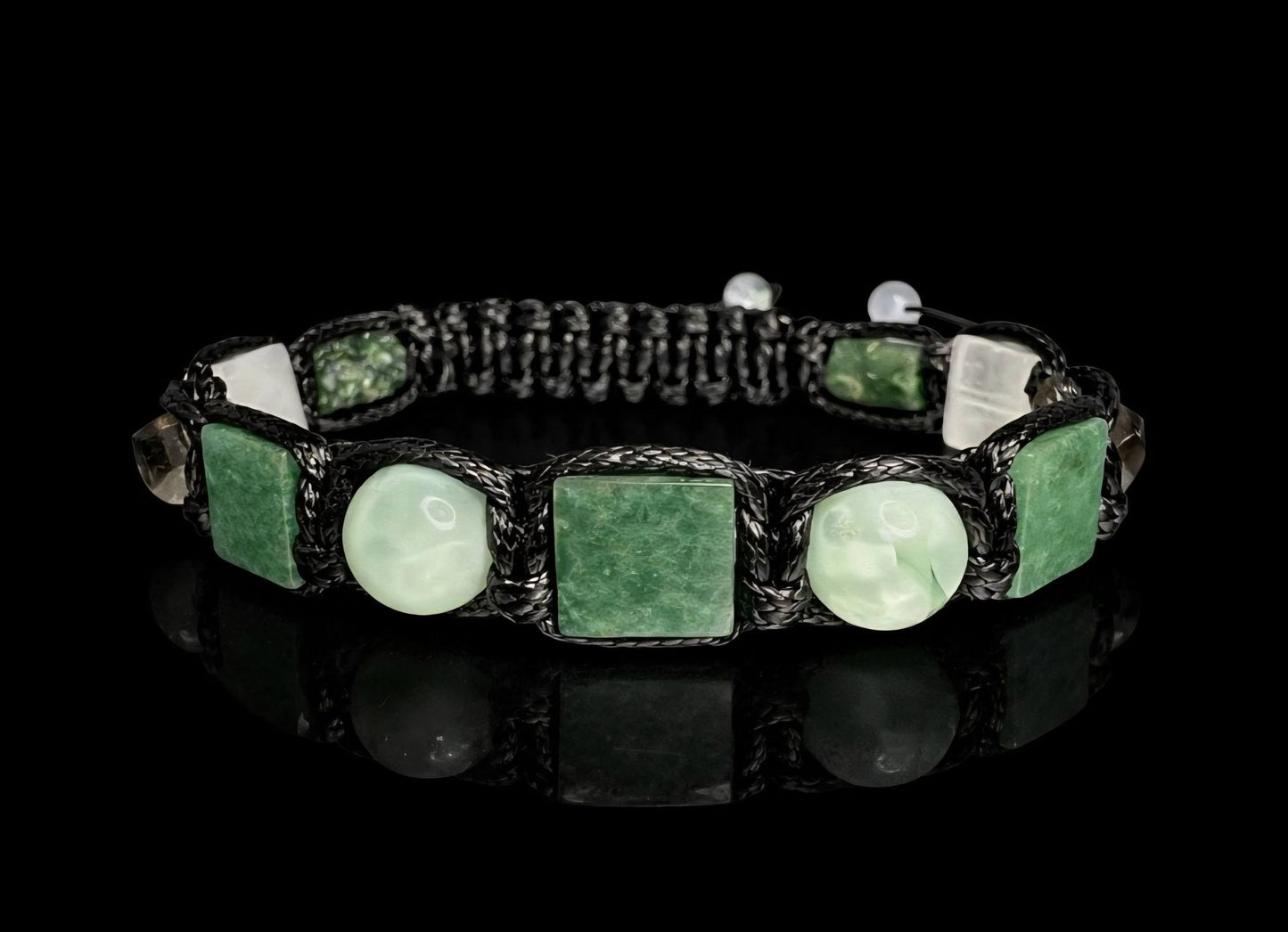 New 2026 Design / Trendy og Exclusivt Shambhala Armbånd, (Green Aventurine & Calcite, Seraphinite, Smoke Quartz, Clear Quartz )