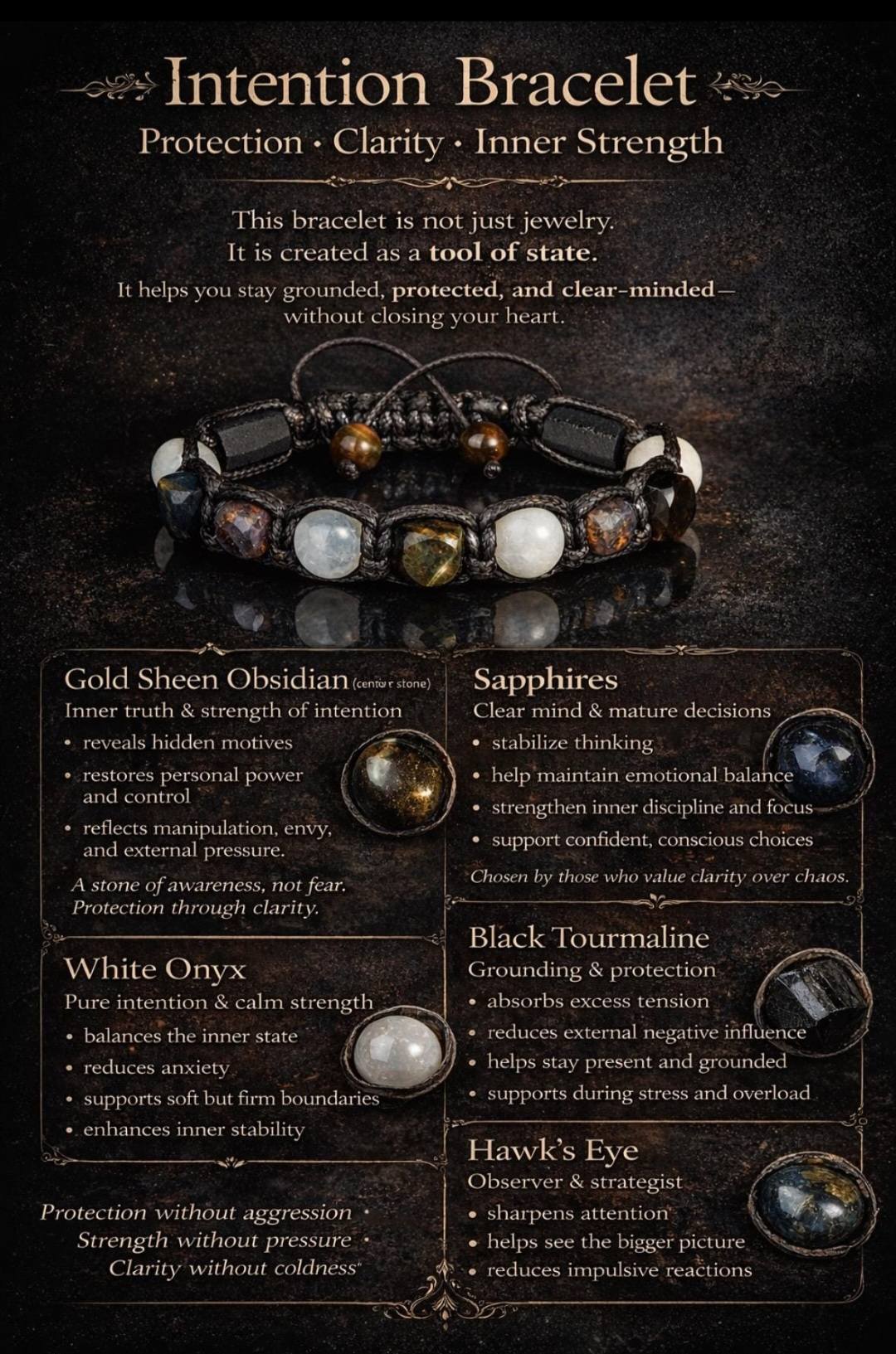 New 2026 Design / Trendy og Exclusivt Shambhala Armbånd, Protection Bracelet for Men & Woman, Black Tourmaline Obsidian Sapphire Bracelet, Grounding Intention Bracelet, Spiritual Jewelry