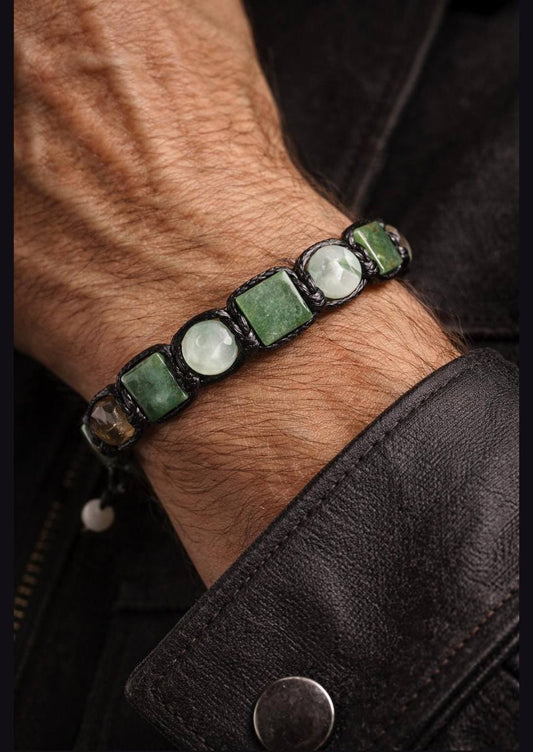 New 2026 Design / Trendy og Exclusivt Shambhala Armbånd, (Green Aventurine & Calcite, Seraphinite, Smoke Quartz, Clear Quartz )