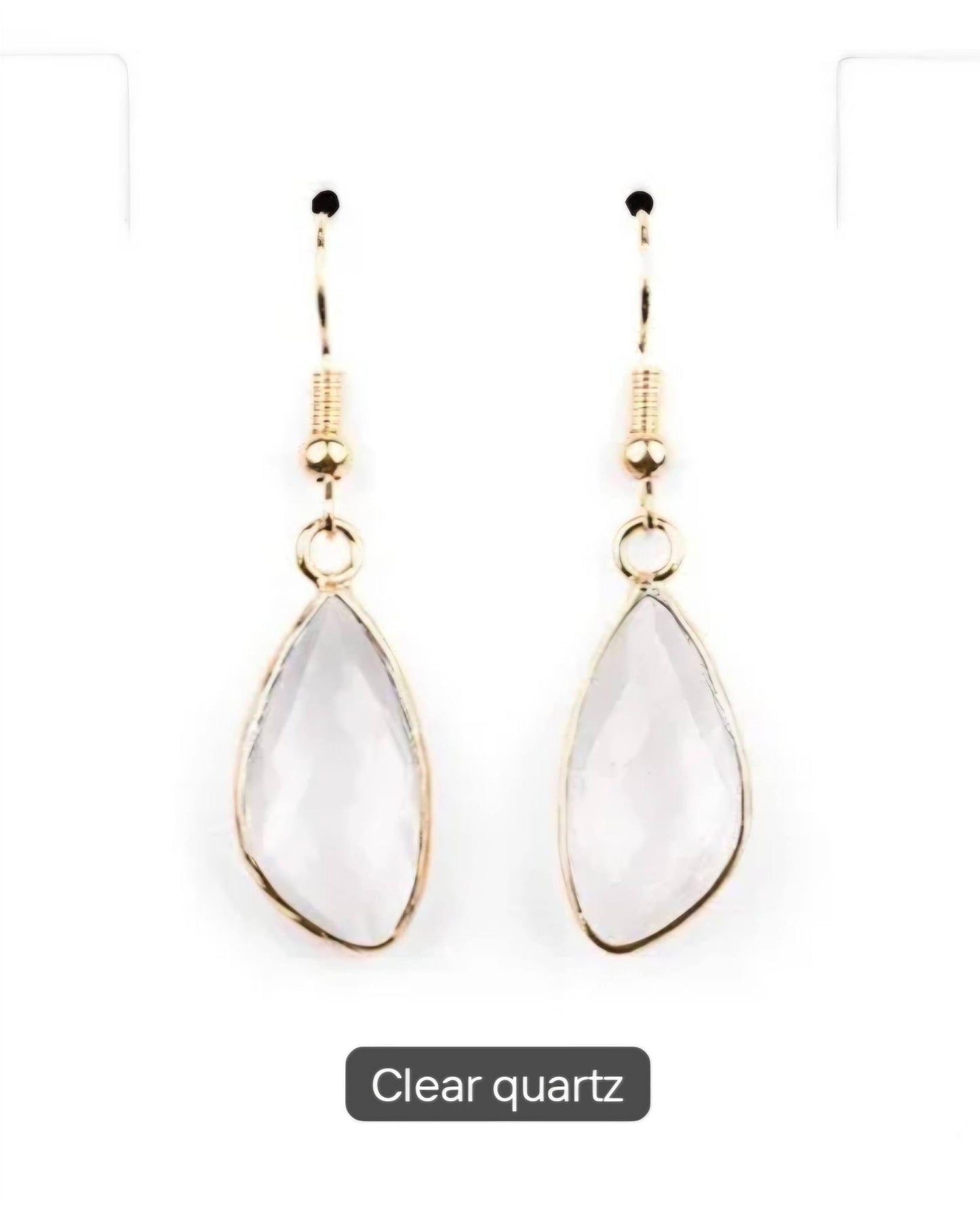 Nye MICCI DESIGN natural Clear Quartz Øredobber, 40mm Gold Electroplated