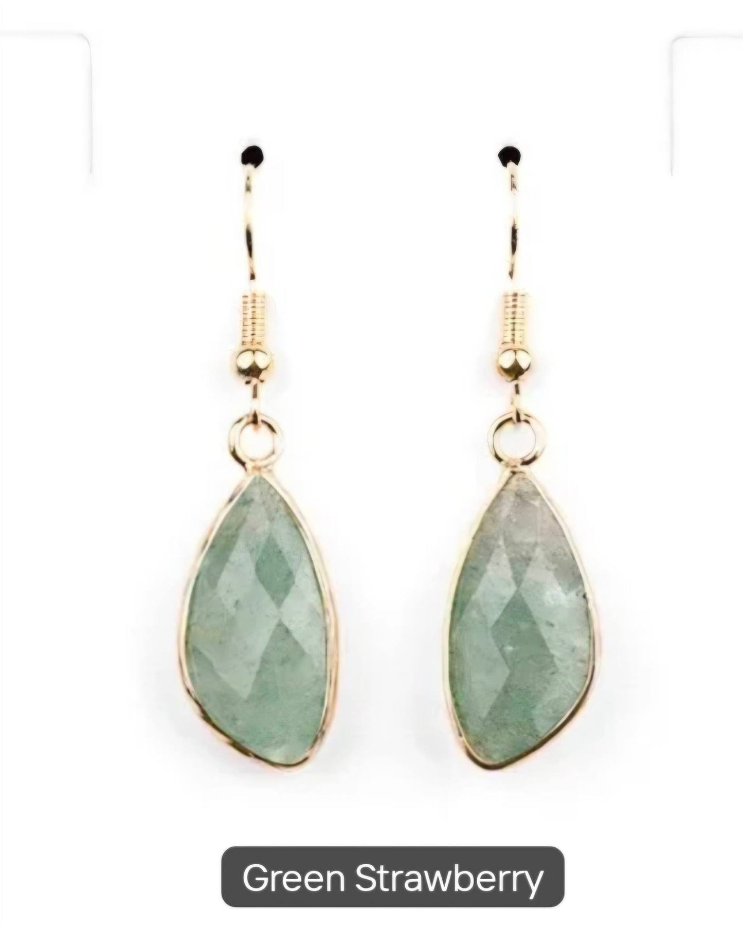 Nye MICCI DESIGN natural Green Strawberry Quartz Øredobber, 40mm Gold Electroplated