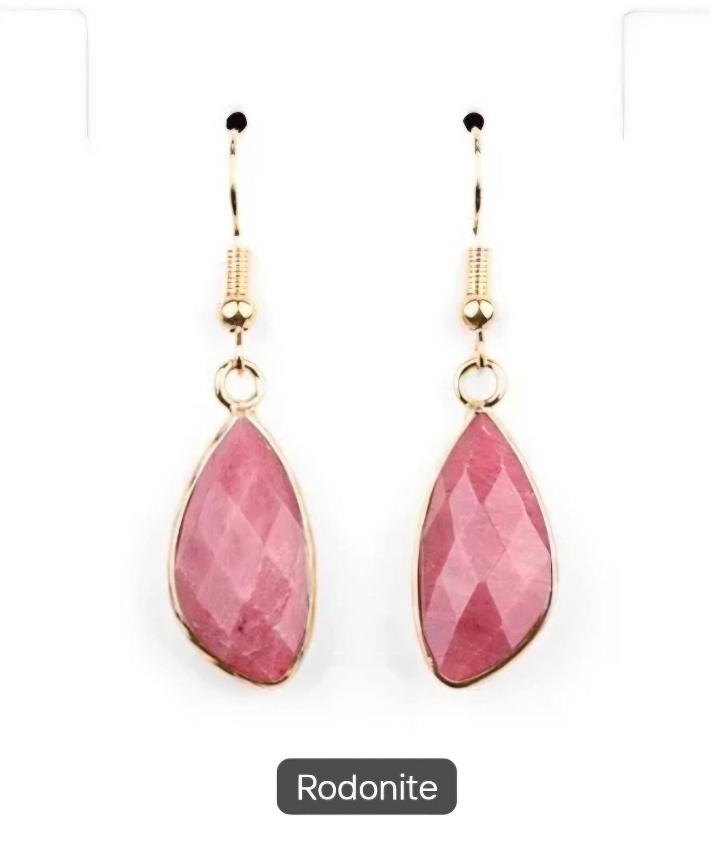 Nye MICCI DESIGN natural Rhodonite Øredobber, 40mm Gold Electroplated