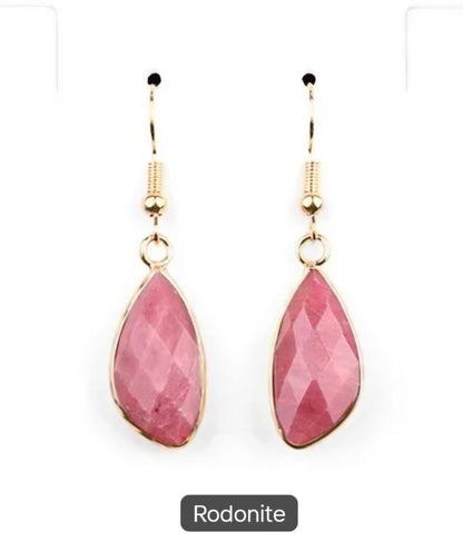 Nye MICCI DESIGN natural Rhodonite Øredobber, 40mm Gold Electroplated