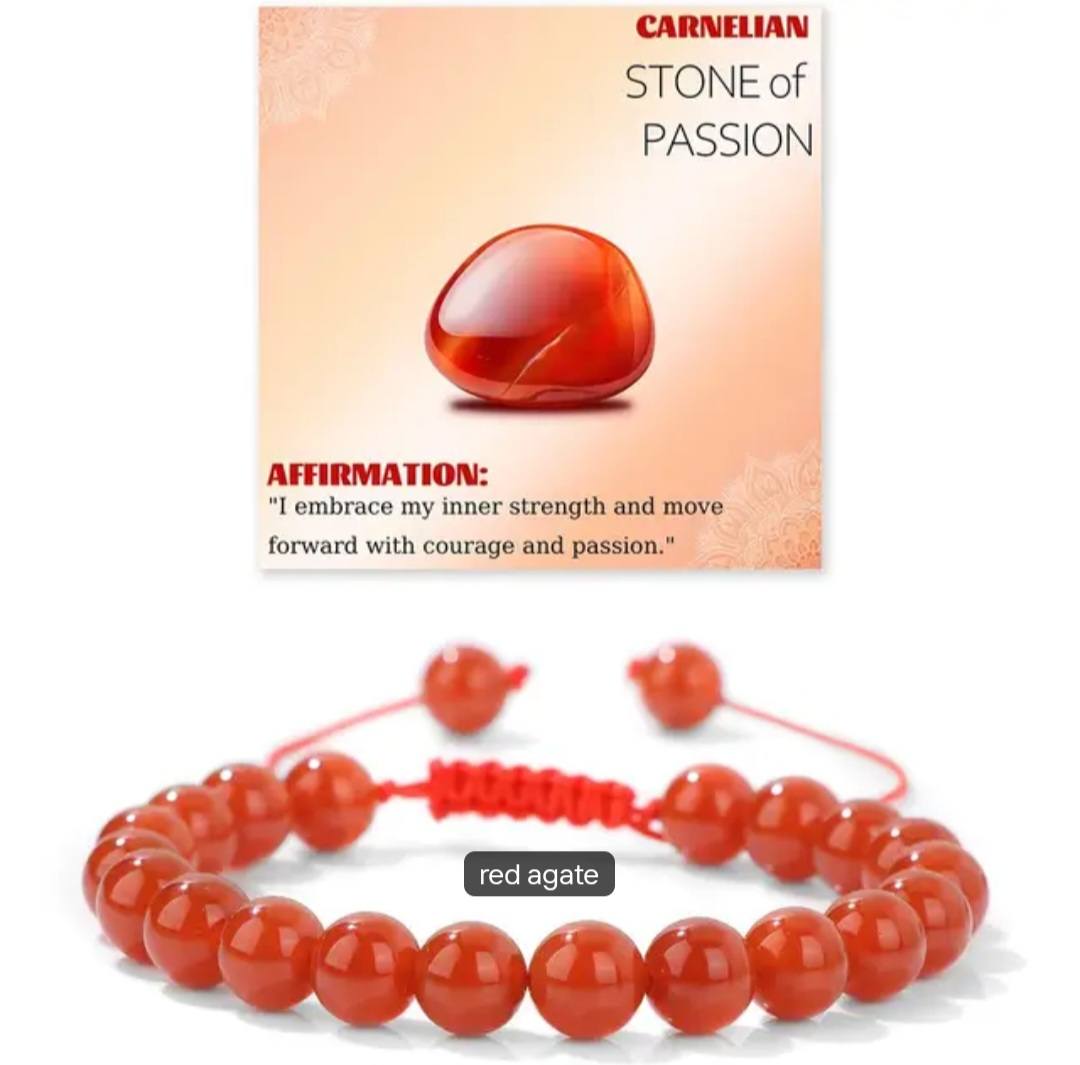 Nye Chambhala 2 rader 8mm Karneol stone armbånd, justerbare